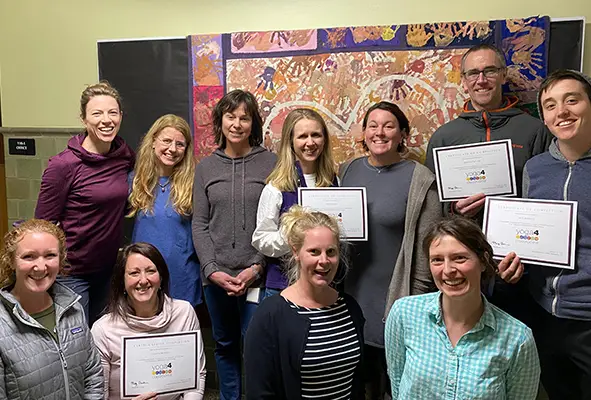 Group photo of classroom yoga leaders