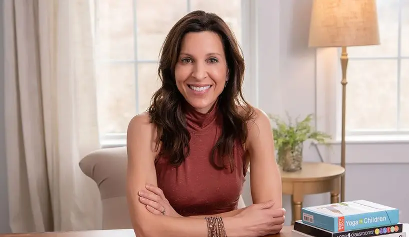 Lisa Flynn headshot, yoga in the classroom